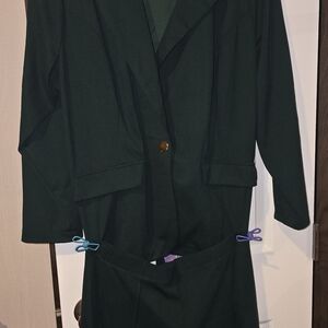 Dark Green Blazer and Skirt Set